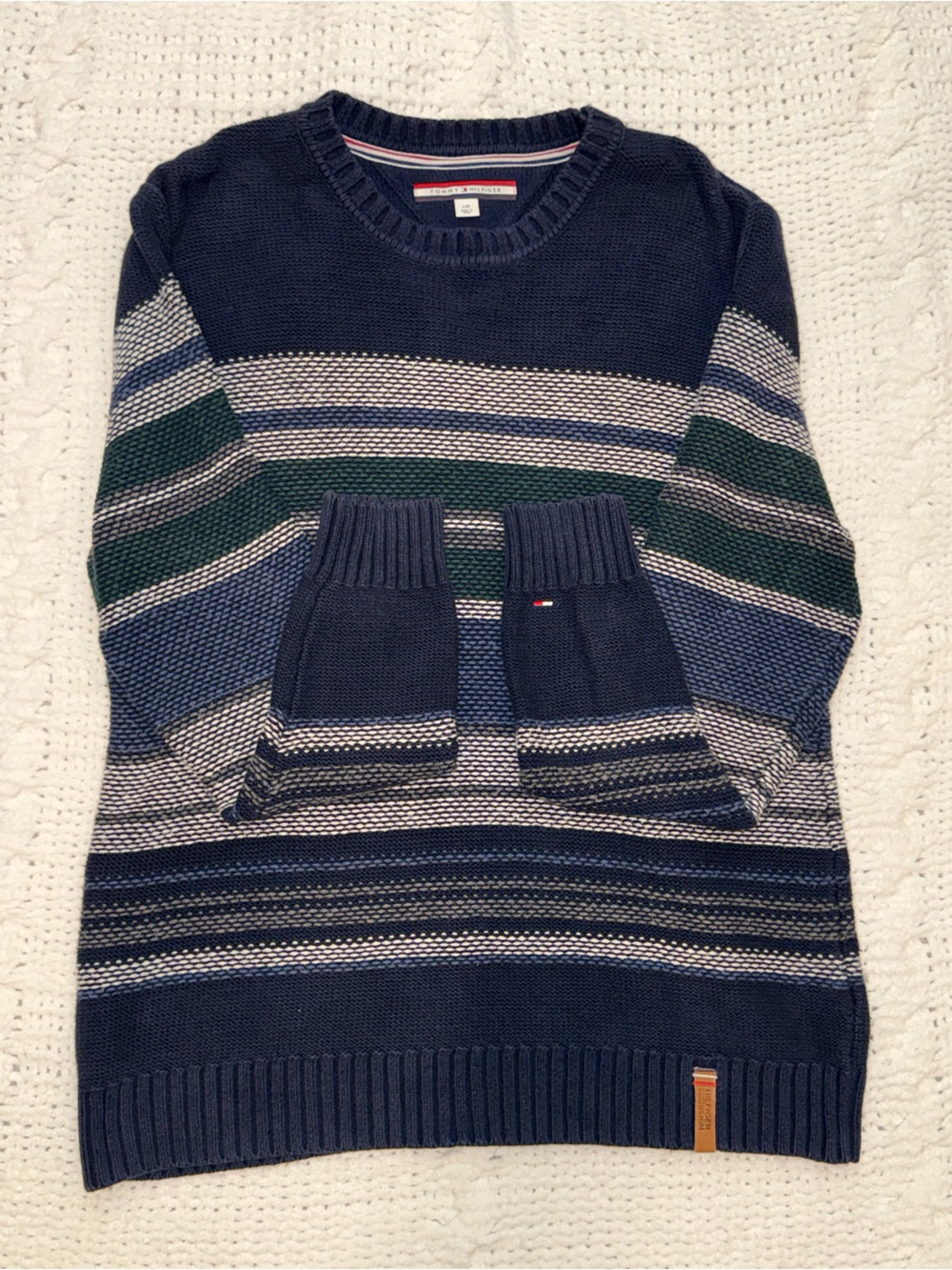 Tommy Hilfiger Y2K Style Striped Knit Crewneck Sweater